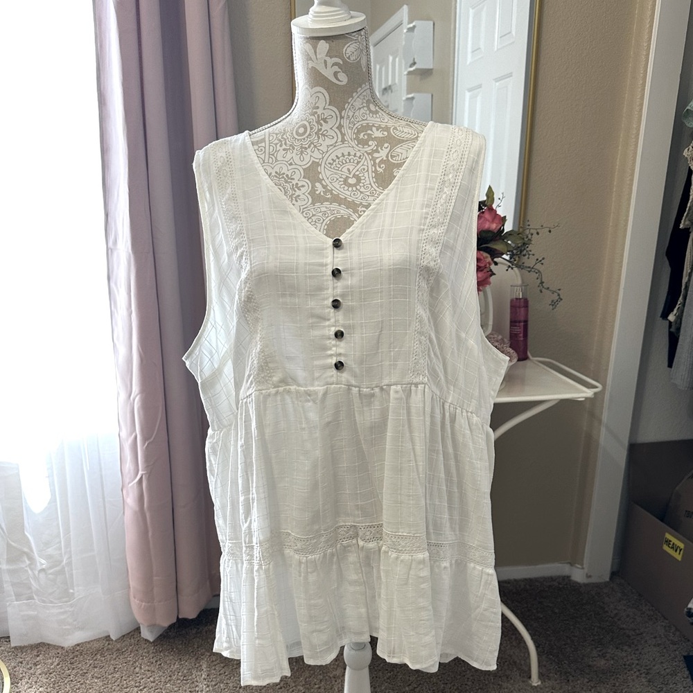 White cotton button front Babydoll
